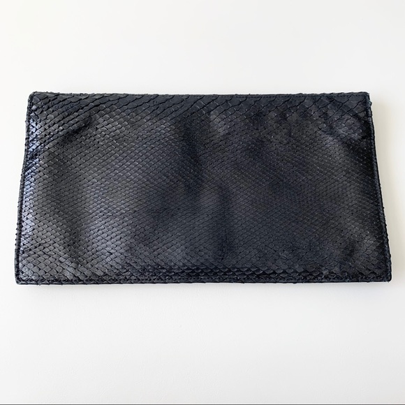 Vintage Snakeskin black leather clutch - Picture 1 of 14